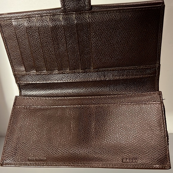 Bally Vintage Brown Embossed Leather Italy Envelope Wallet - Picture 3 of 6